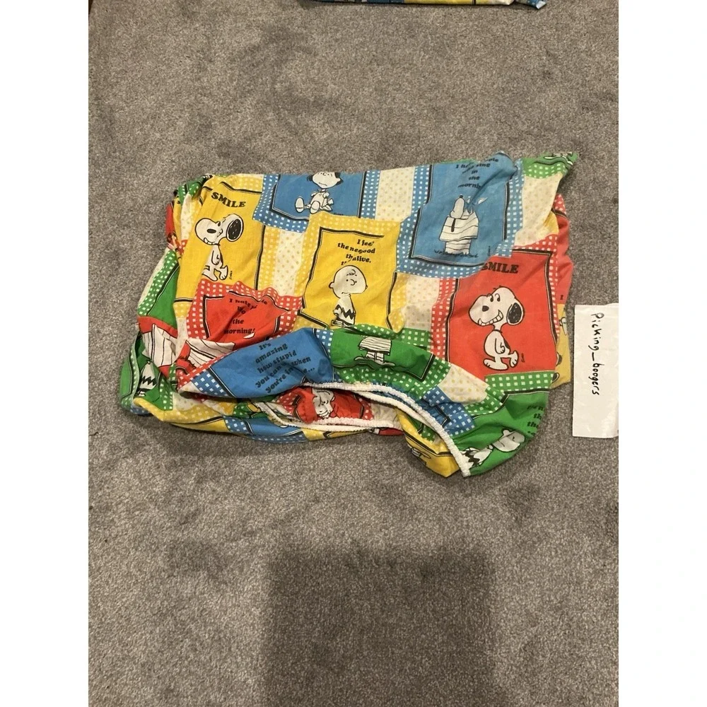 Vintage 1970s Peanuts Charles Schultz Twin Set, Sheet Flat, Fitted, 2 Pillowcase